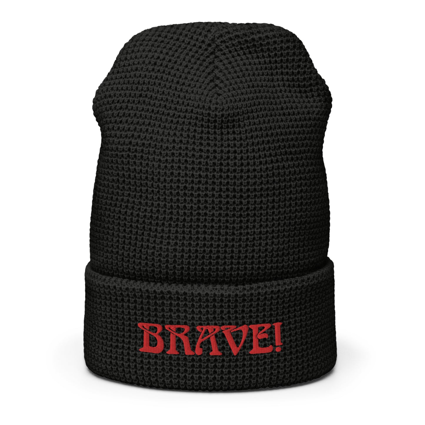 “BRAVE!”Waffle Beanie W/Red Font