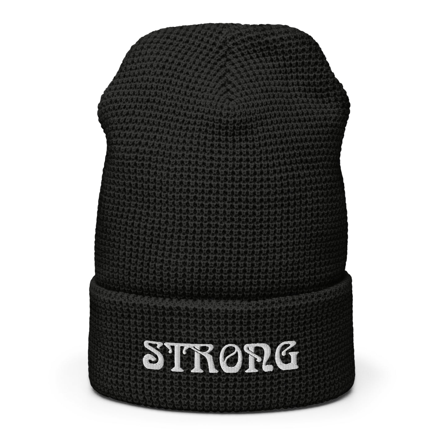 “STRONG”Waffle Beanie W/White Font