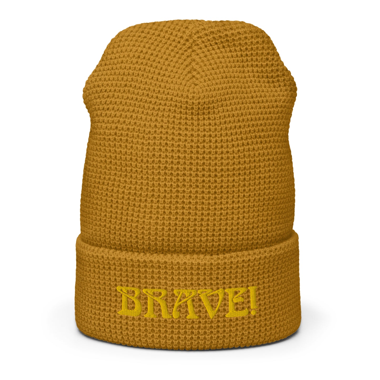 “BRAVE!”Waffle Beanie W/Yellow Font