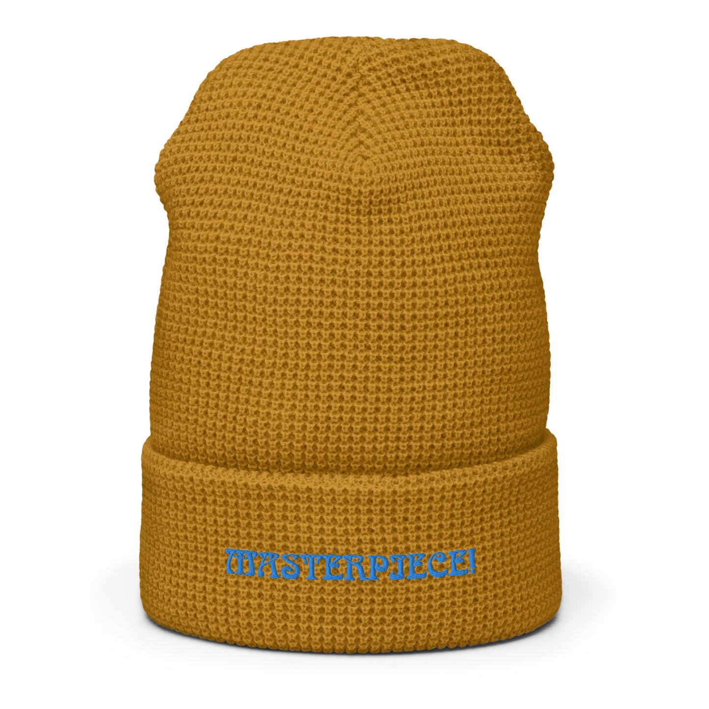 “MASTERPIECE!”Waffle Beanie W/Light Blue Font