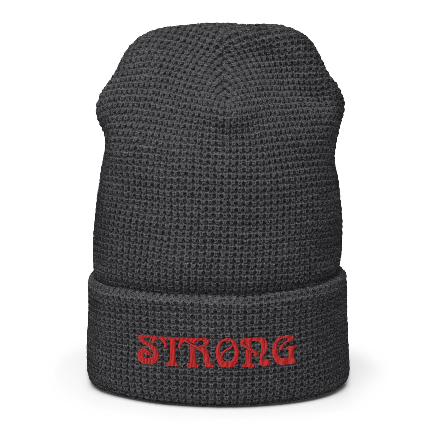 “STRONG”Waffle Beanie W/Red Font