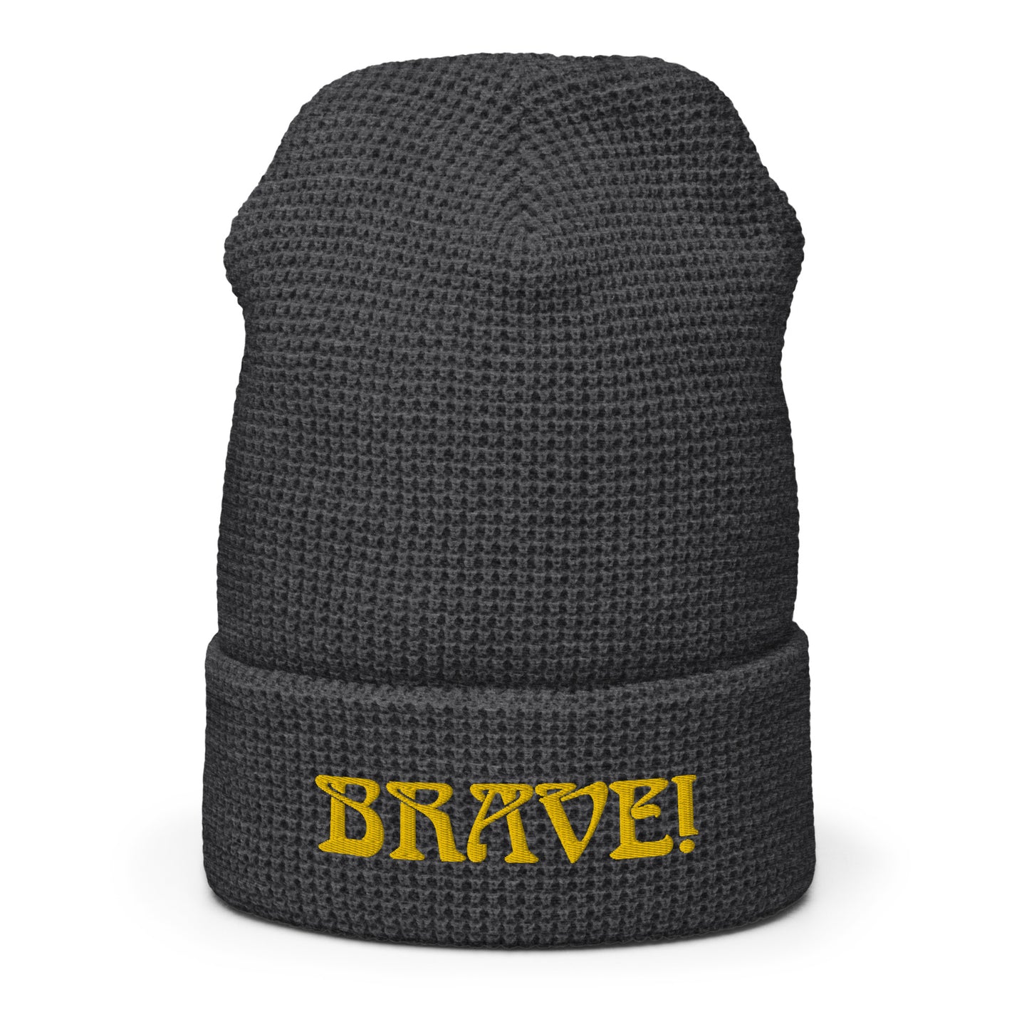 “BRAVE!”Waffle Beanie W/Yellow Font