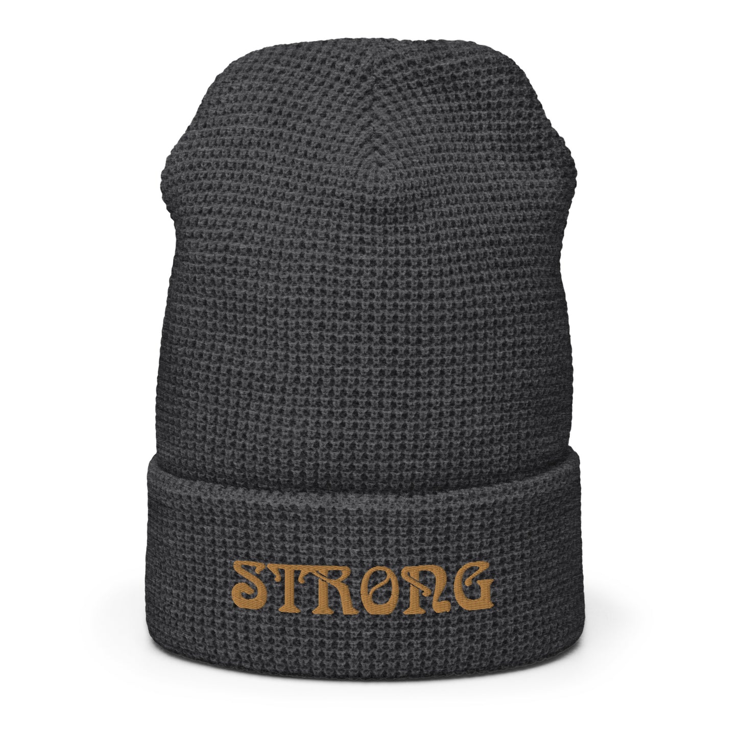 “STRONG”Waffle Beanie W/Bronze Font
