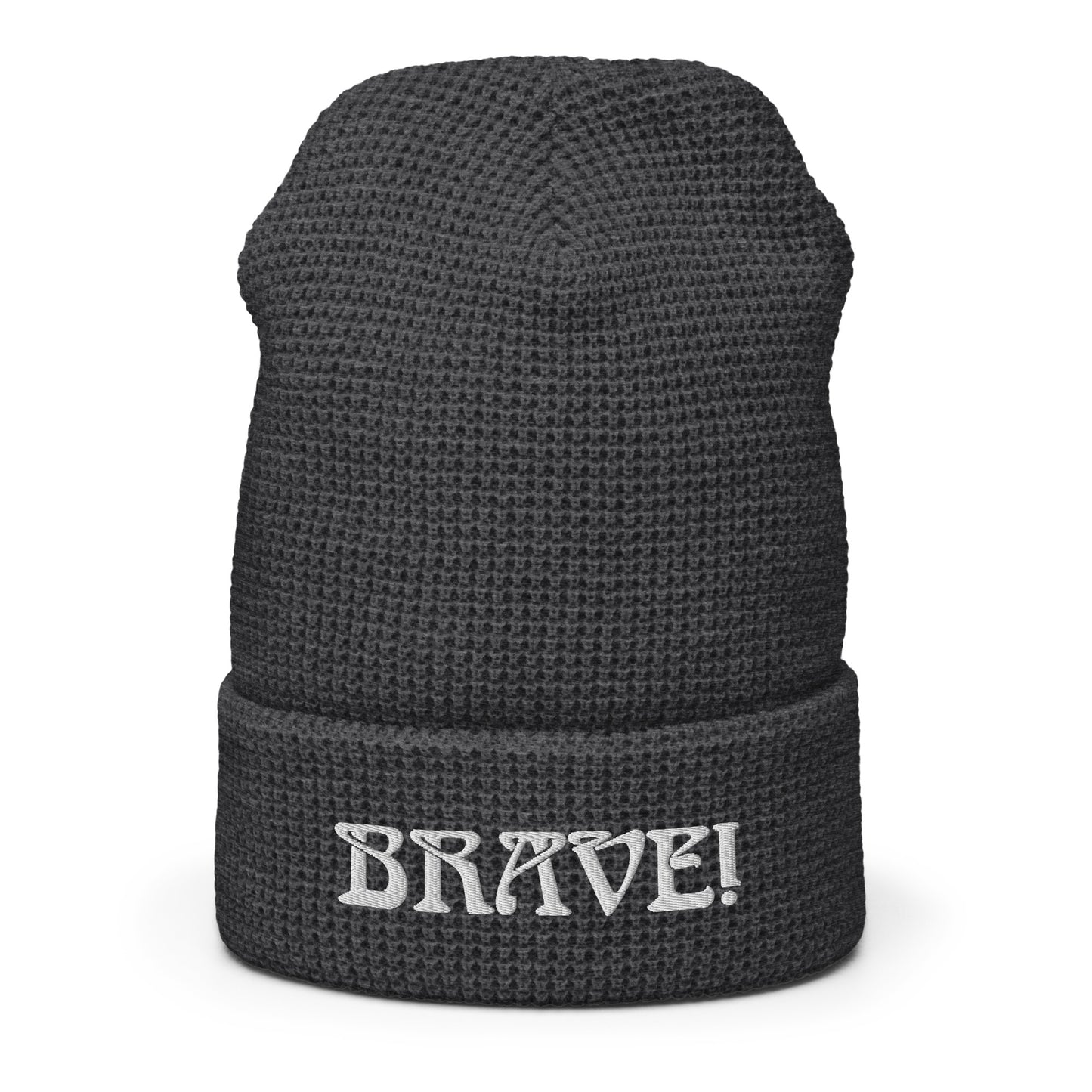 “BRAVE!”Waffle Beanie W/White Font