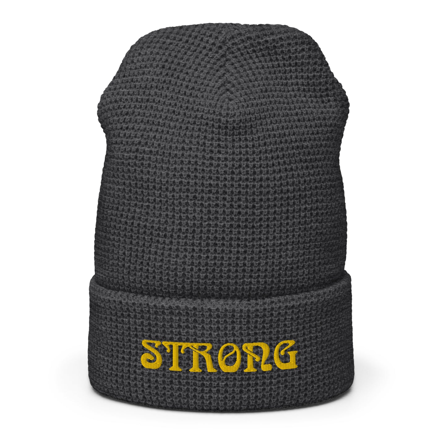 “STRONG”Waffle Beanie W/Yellow Font