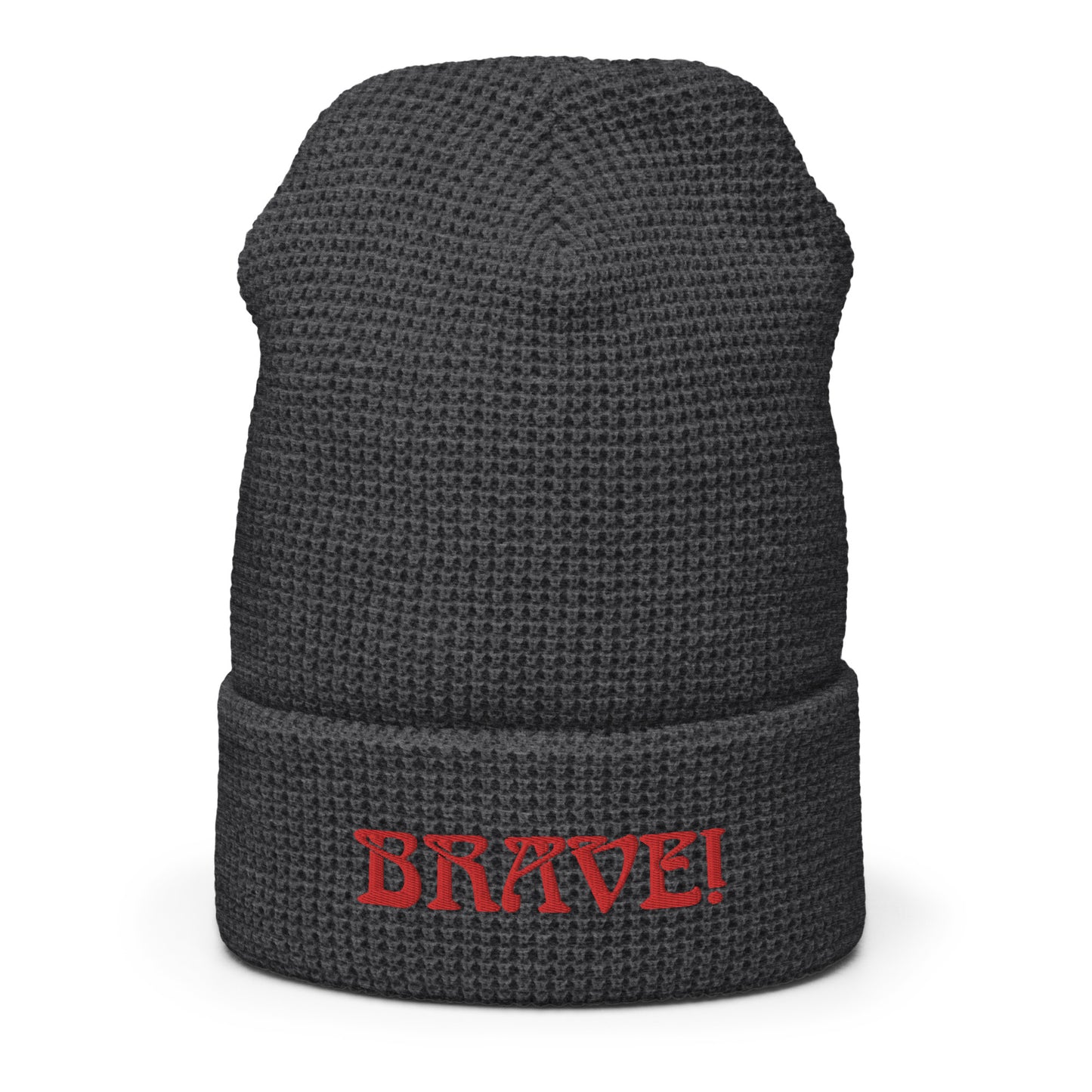 “BRAVE!”Waffle Beanie W/Red Font
