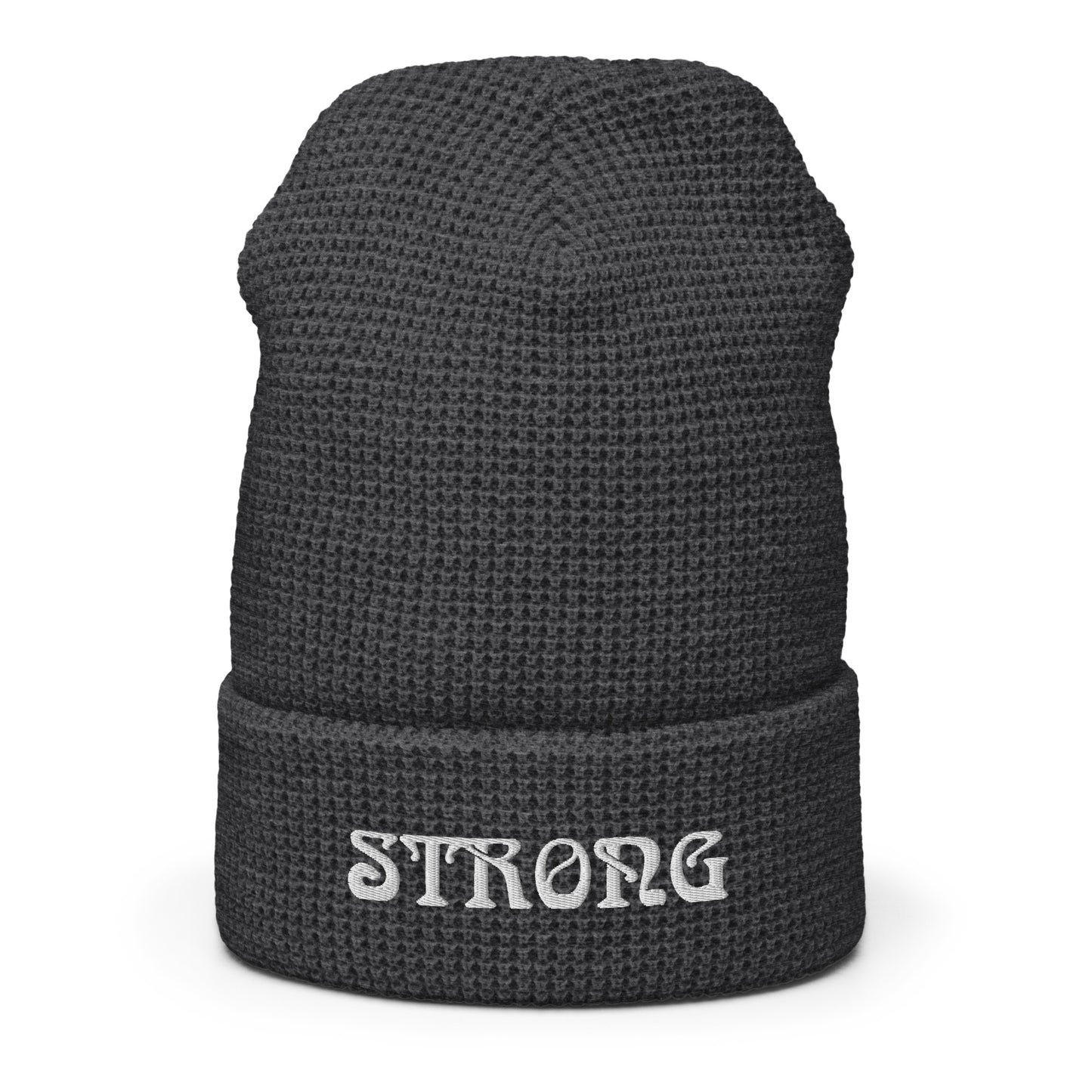 “STRONG”Waffle Beanie W/White Font