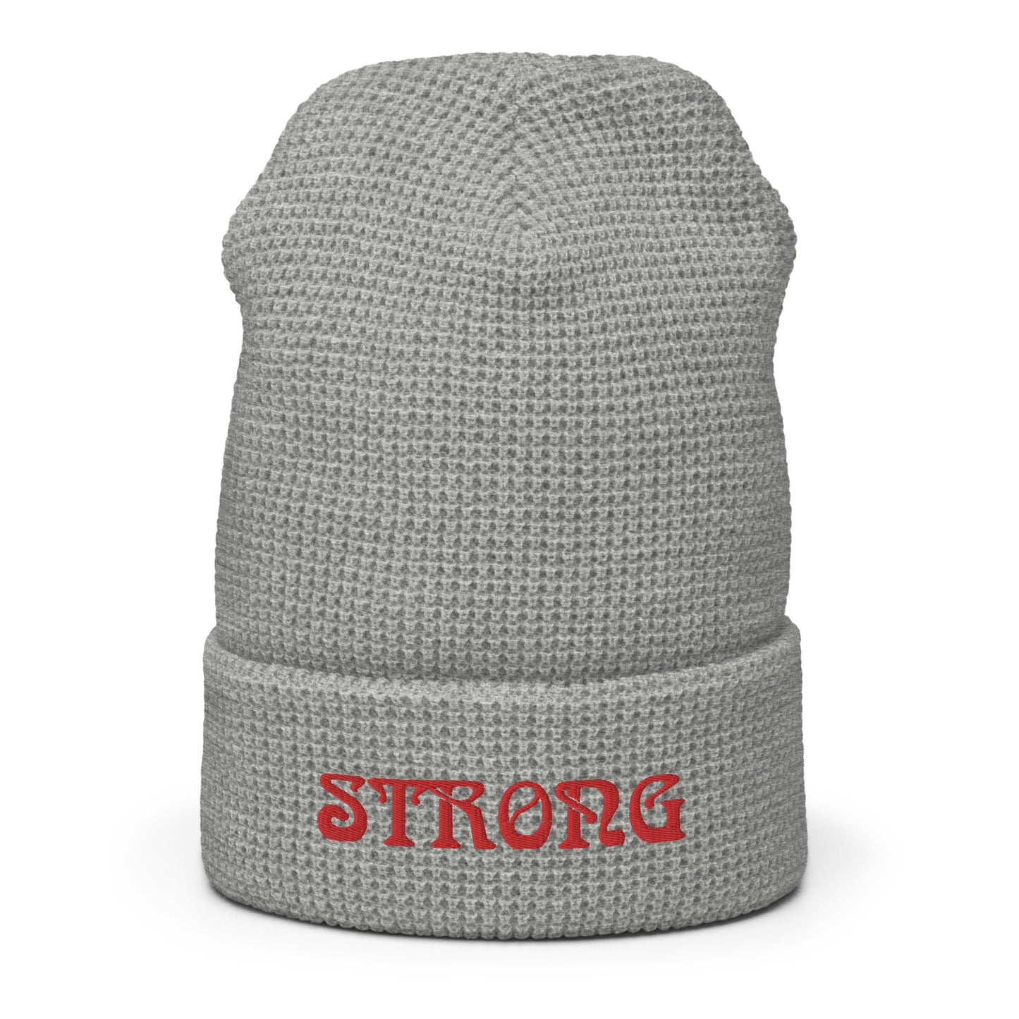 “STRONG”Waffle Beanie W/Red Font