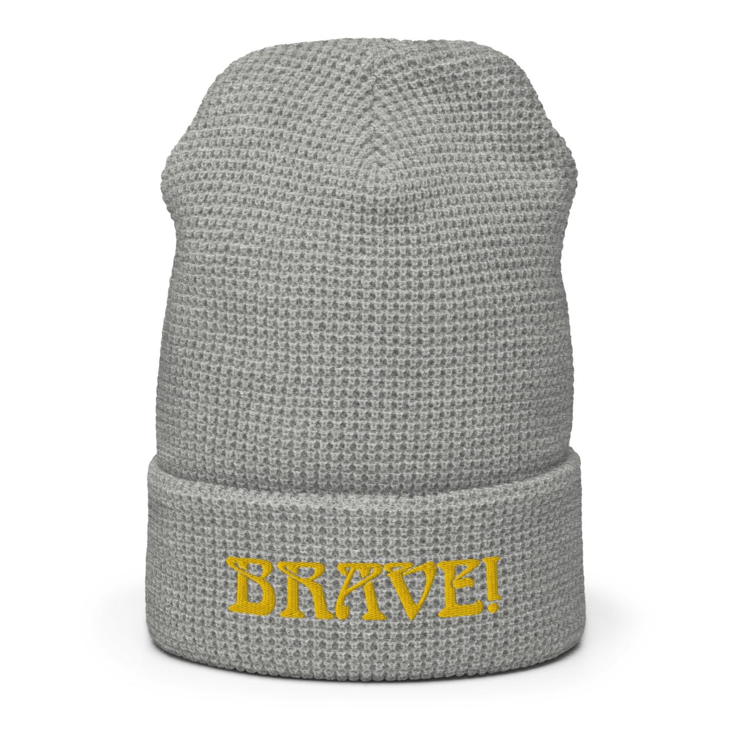 “BRAVE!”Waffle Beanie W/Yellow Font
