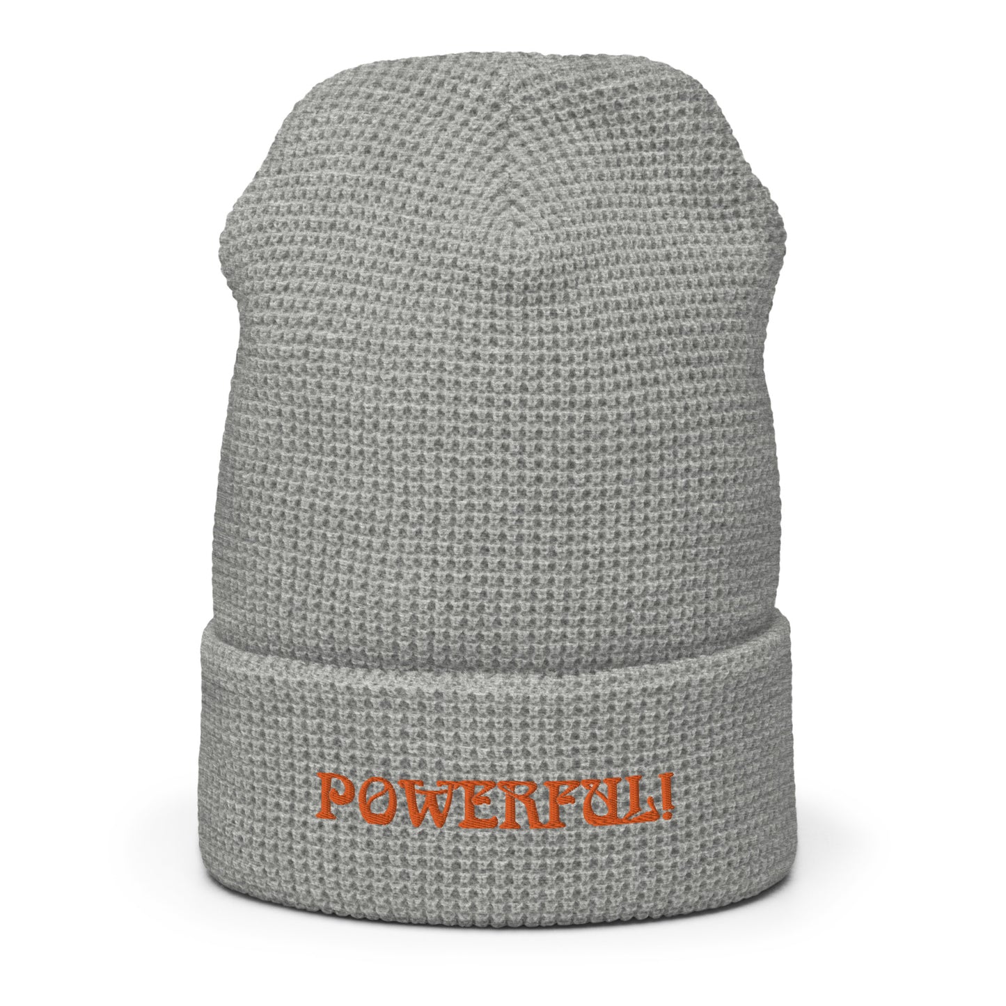 “POWERFUL!”Waffle Beanie W/Red Font