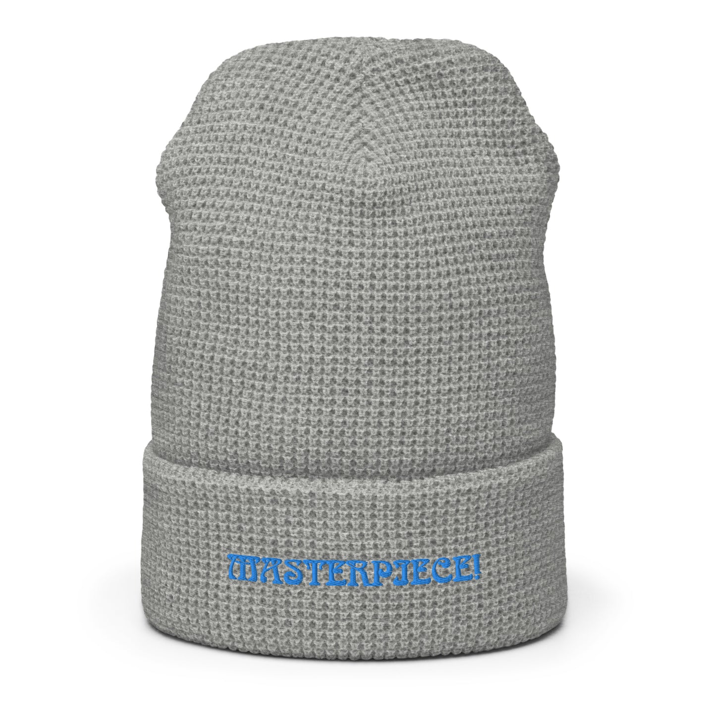 “MASTERPIECE!”Waffle Beanie W/Light Blue Font