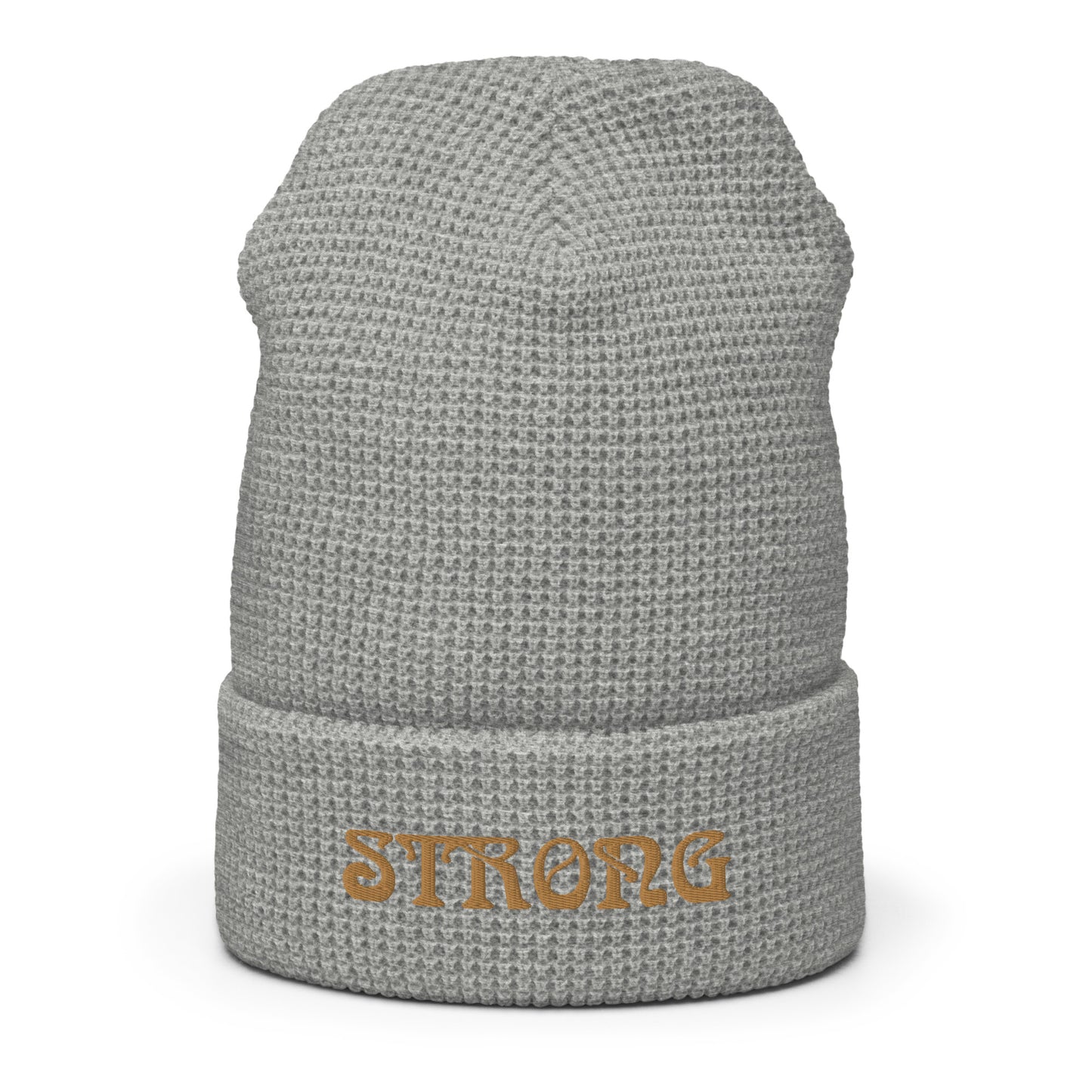 “STRONG”Waffle Beanie W/Bronze Font