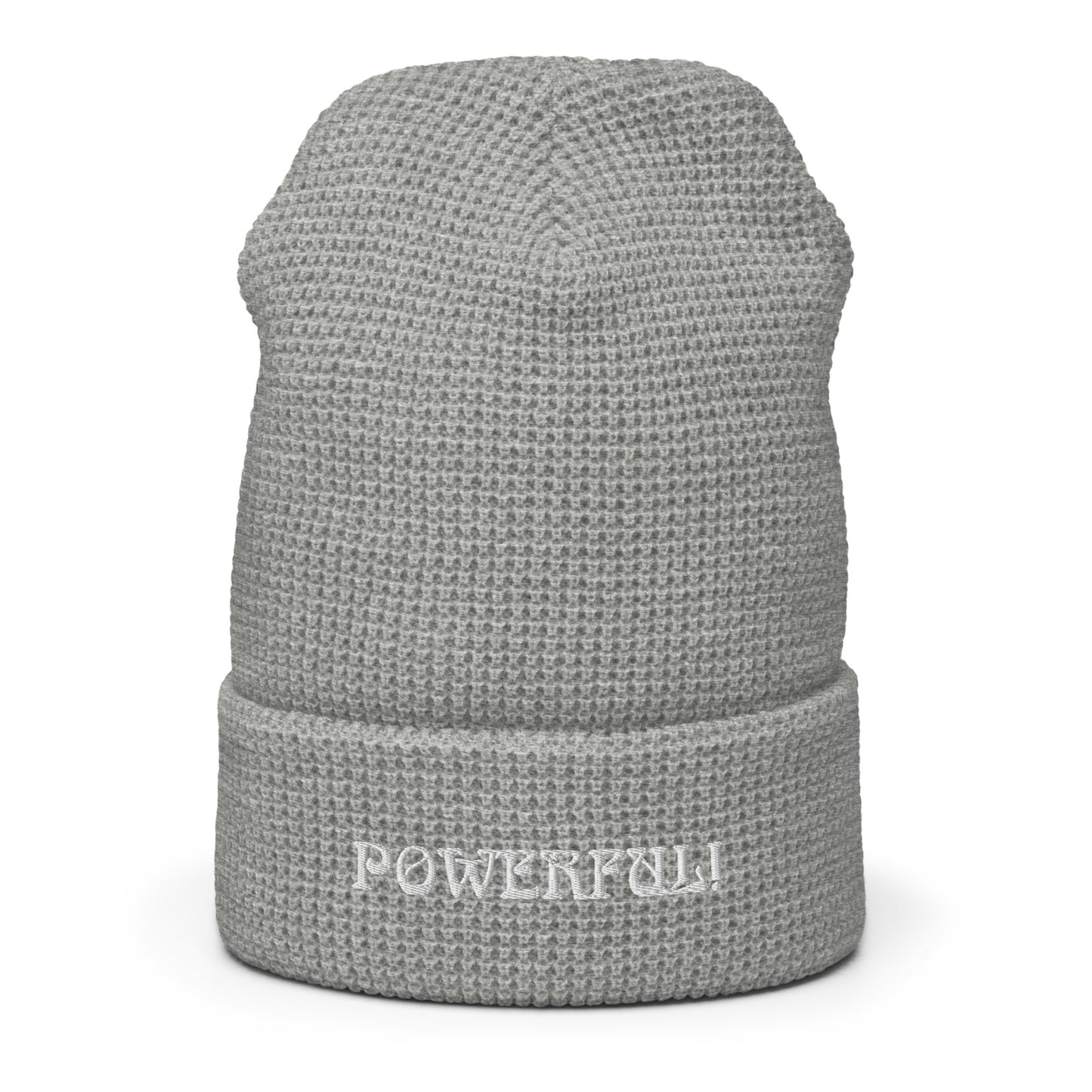“POWERFUL!”Waffle Beanie W/White Font