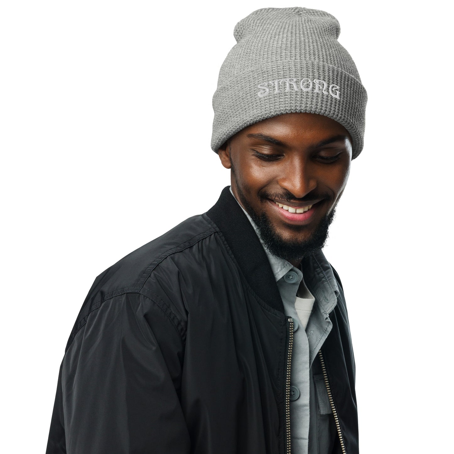 “STRONG”Waffle Beanie W/White Font