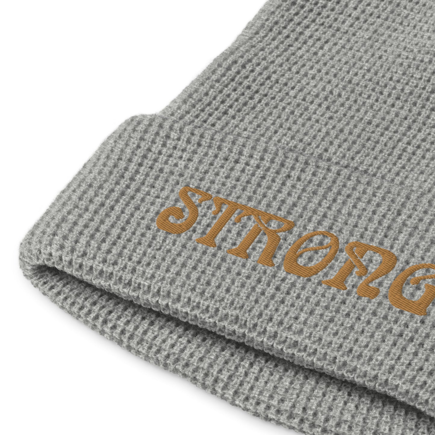 “STRONG”Waffle Beanie W/Bronze Font