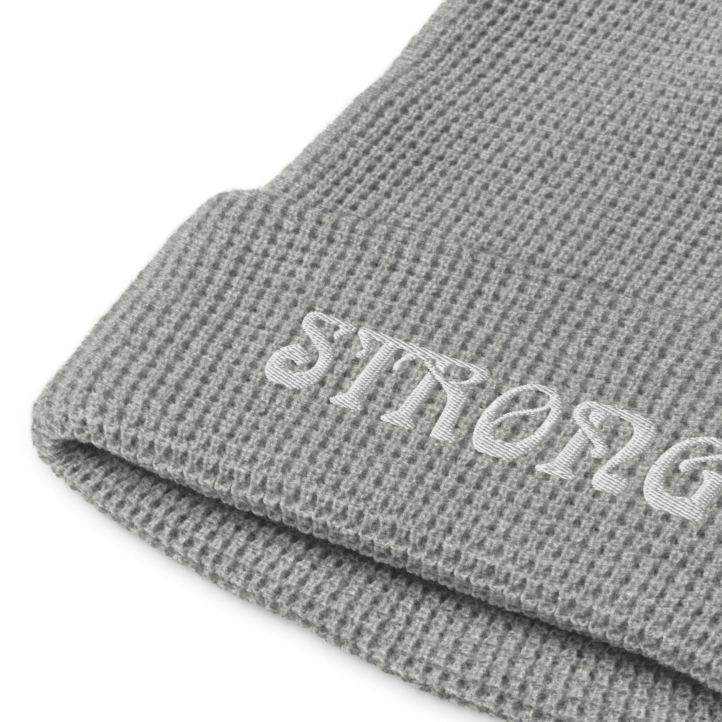 “STRONG”Waffle Beanie W/White Font