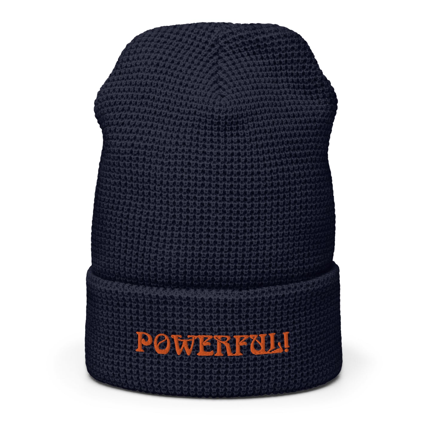 “POWERFUL!”Waffle Beanie W/Red Font