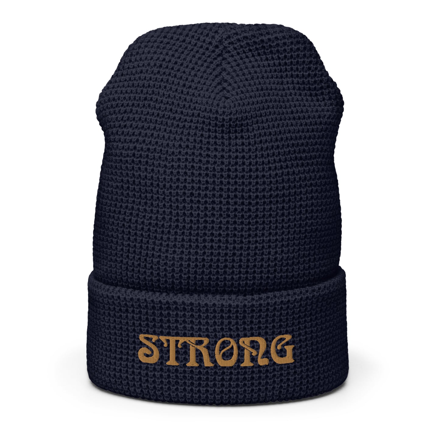 “STRONG”Waffle Beanie W/Bronze Font