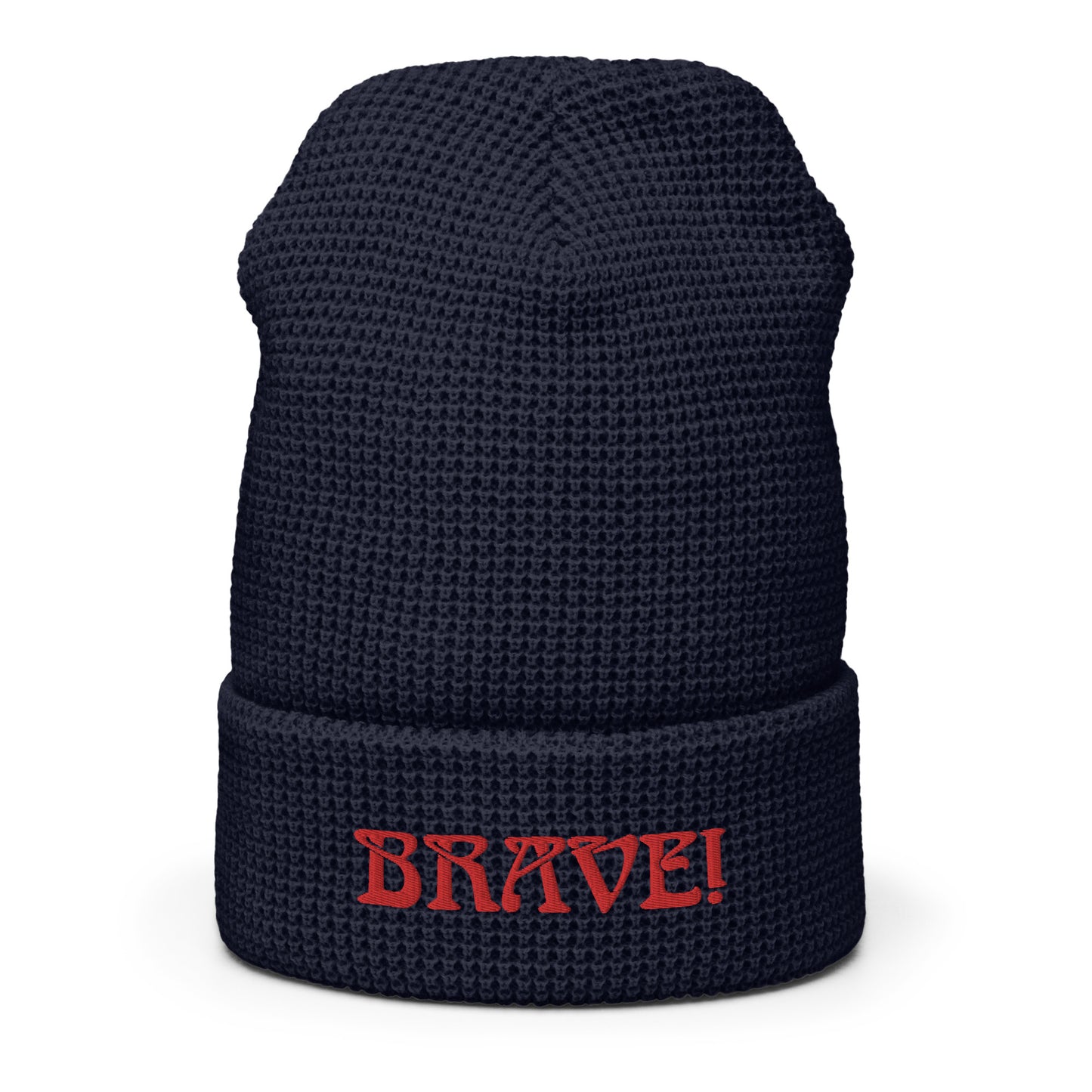 “BRAVE!”Waffle Beanie W/Red Font