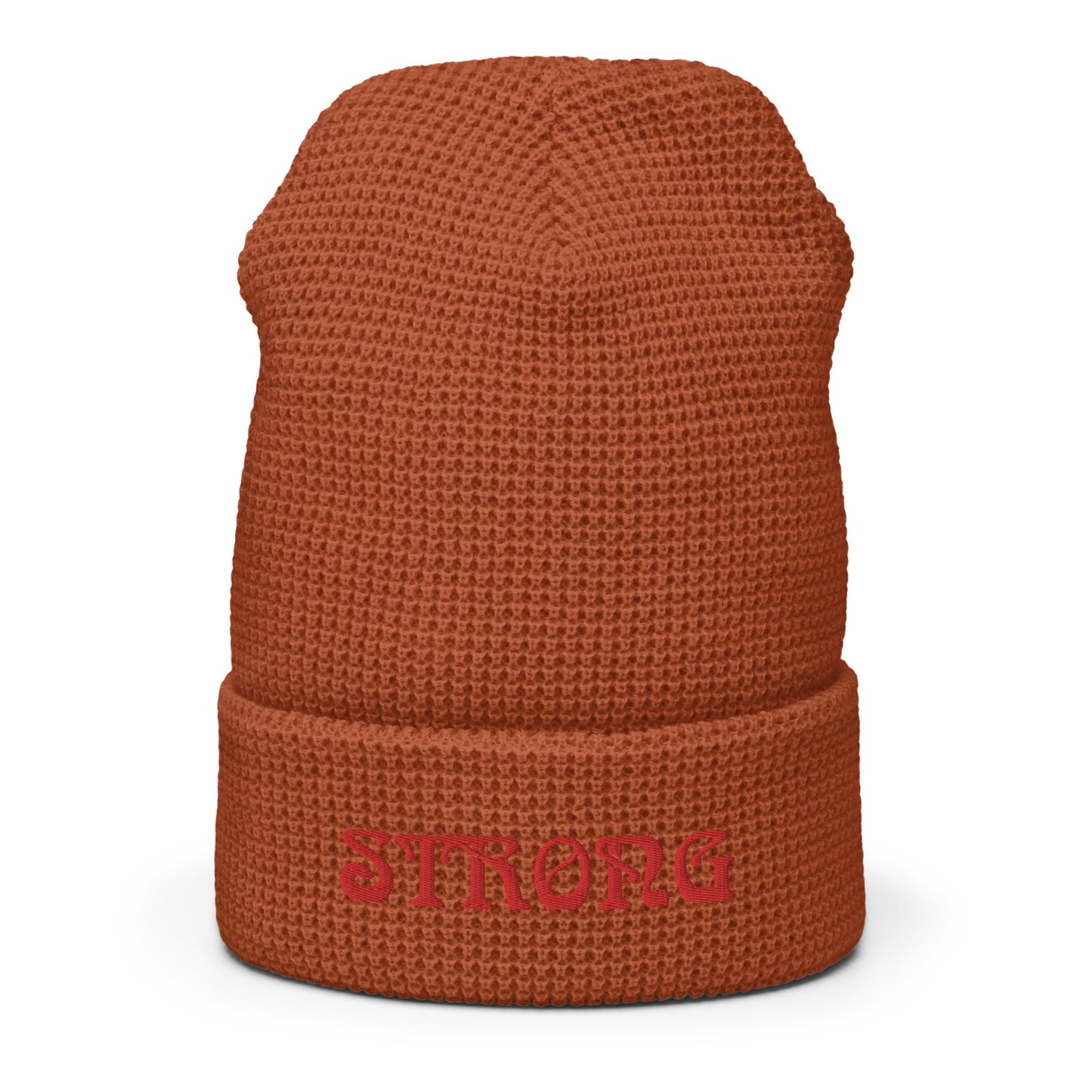 “STRONG”Waffle Beanie W/Red Font