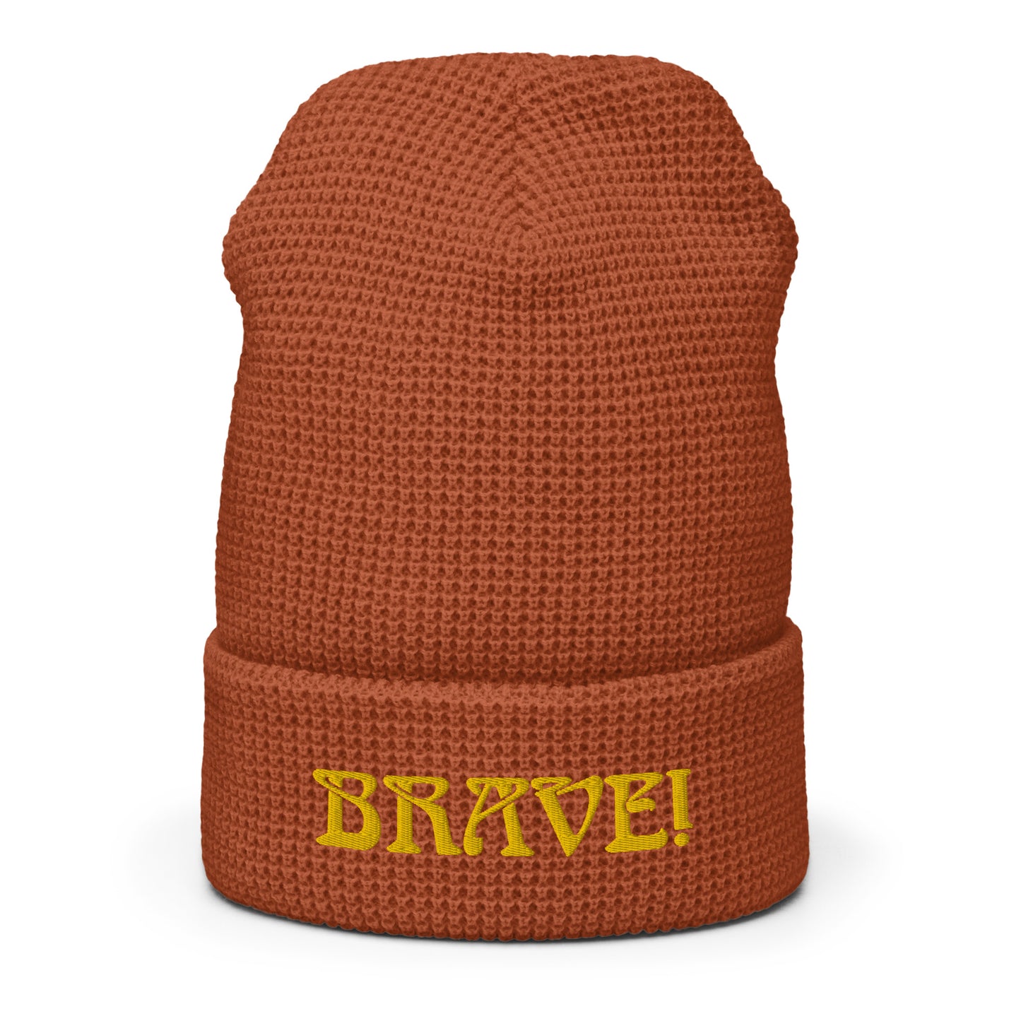 “BRAVE!”Waffle Beanie W/Yellow Font