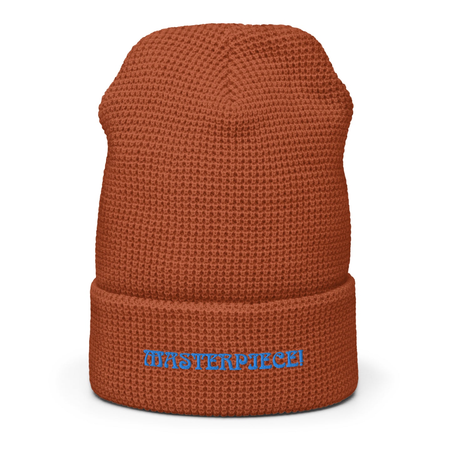“MASTERPIECE!”Waffle Beanie W/Light Blue Font