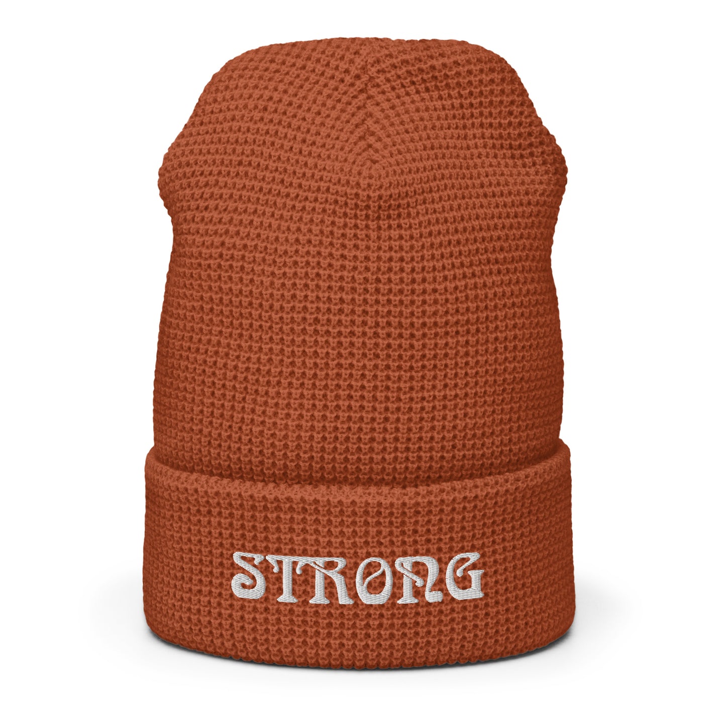 “STRONG”Waffle Beanie W/White Font