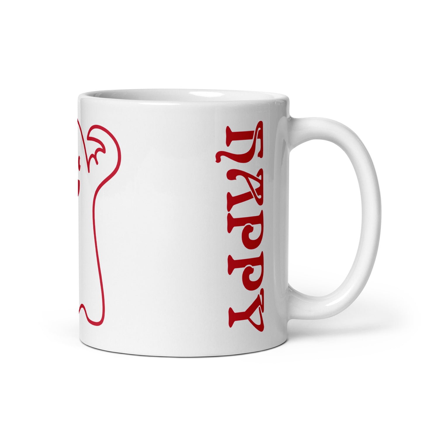 “HAPPY HALLOWEEN RED GHOST!”White Glossy Mug W/Red Font