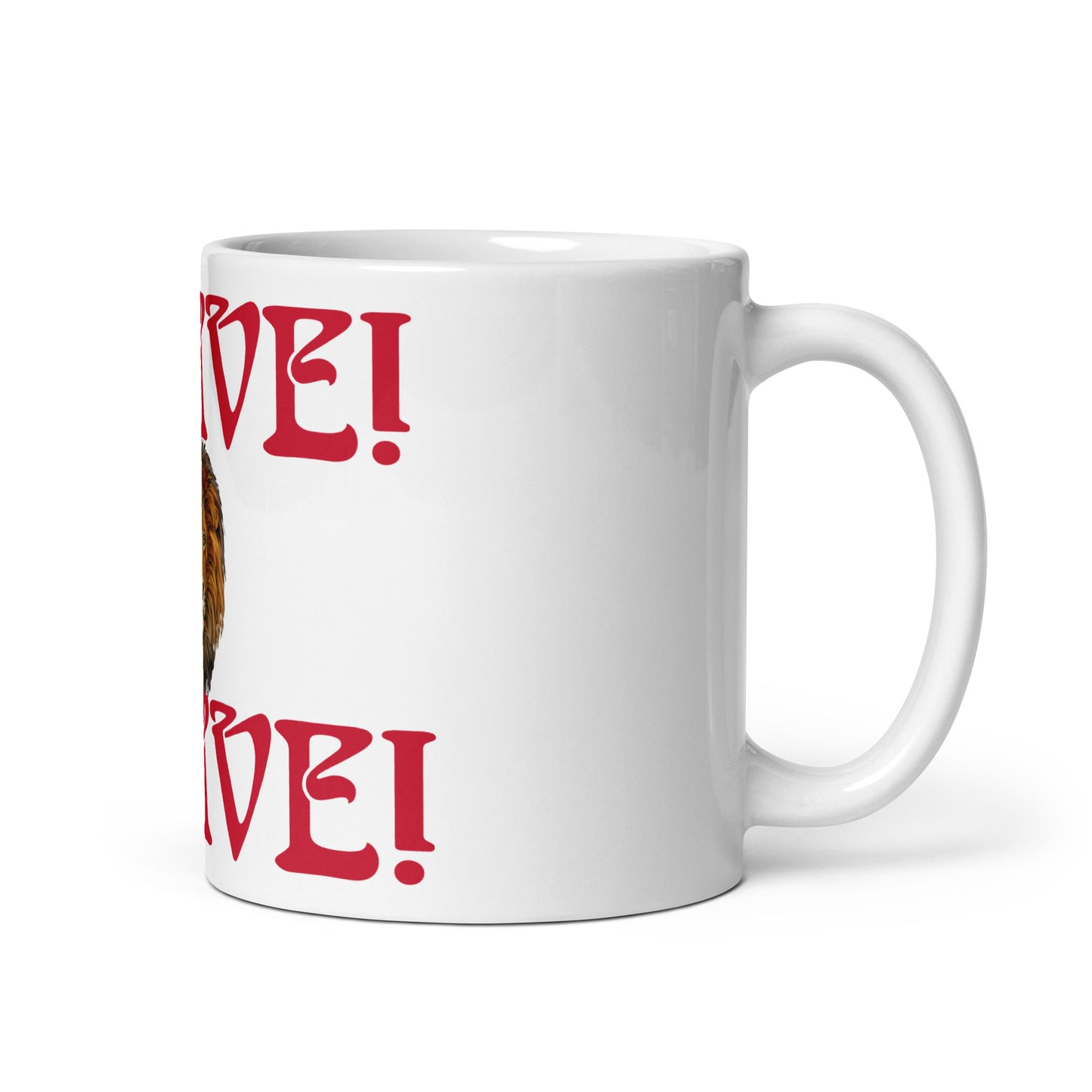 “BRAVE”White Glossy Mug W/Red Font