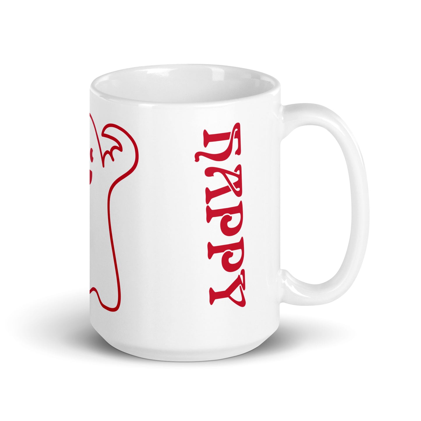 “HAPPY HALLOWEEN RED GHOST!”White Glossy Mug W/Red Font