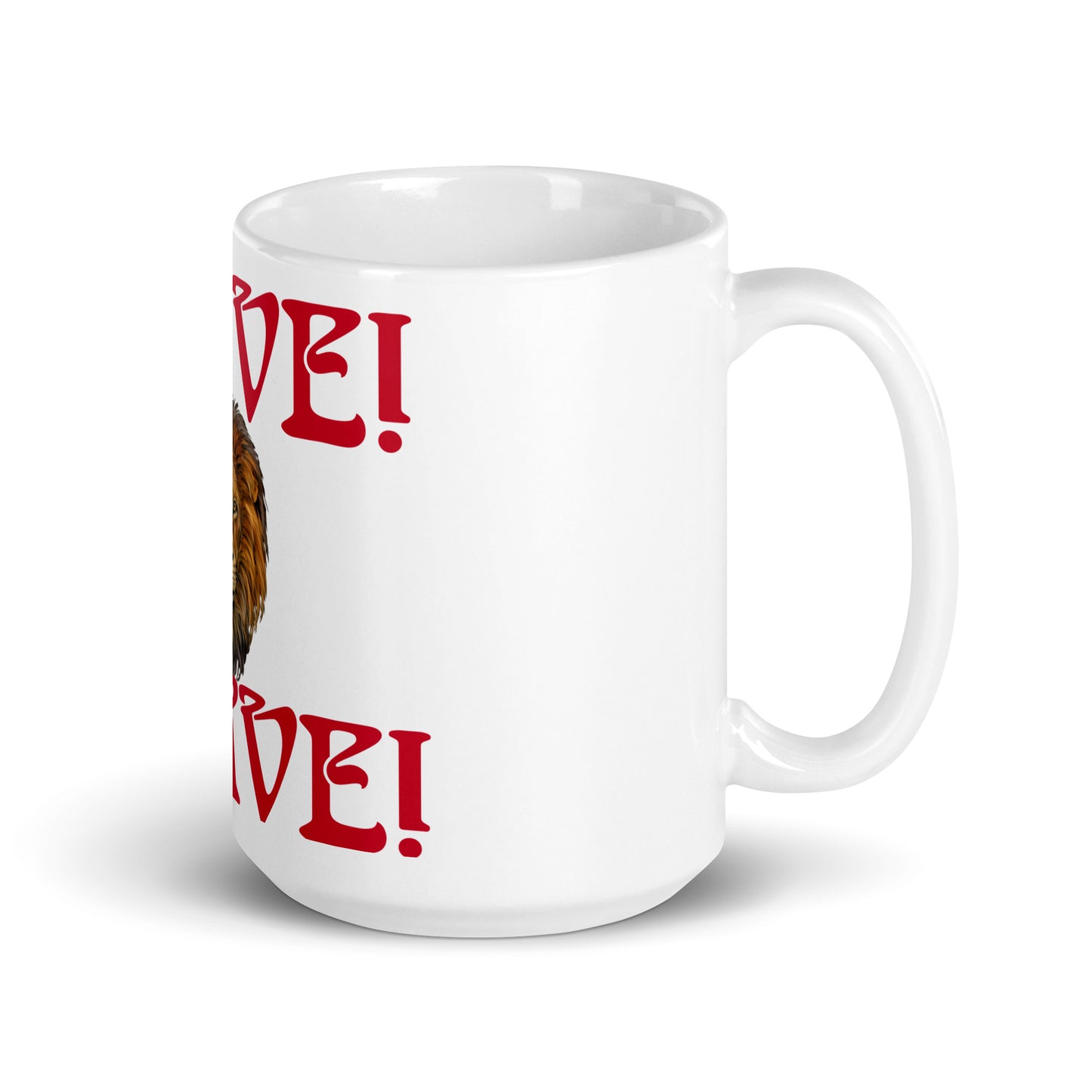 “BRAVE”White Glossy Mug W/Red Font