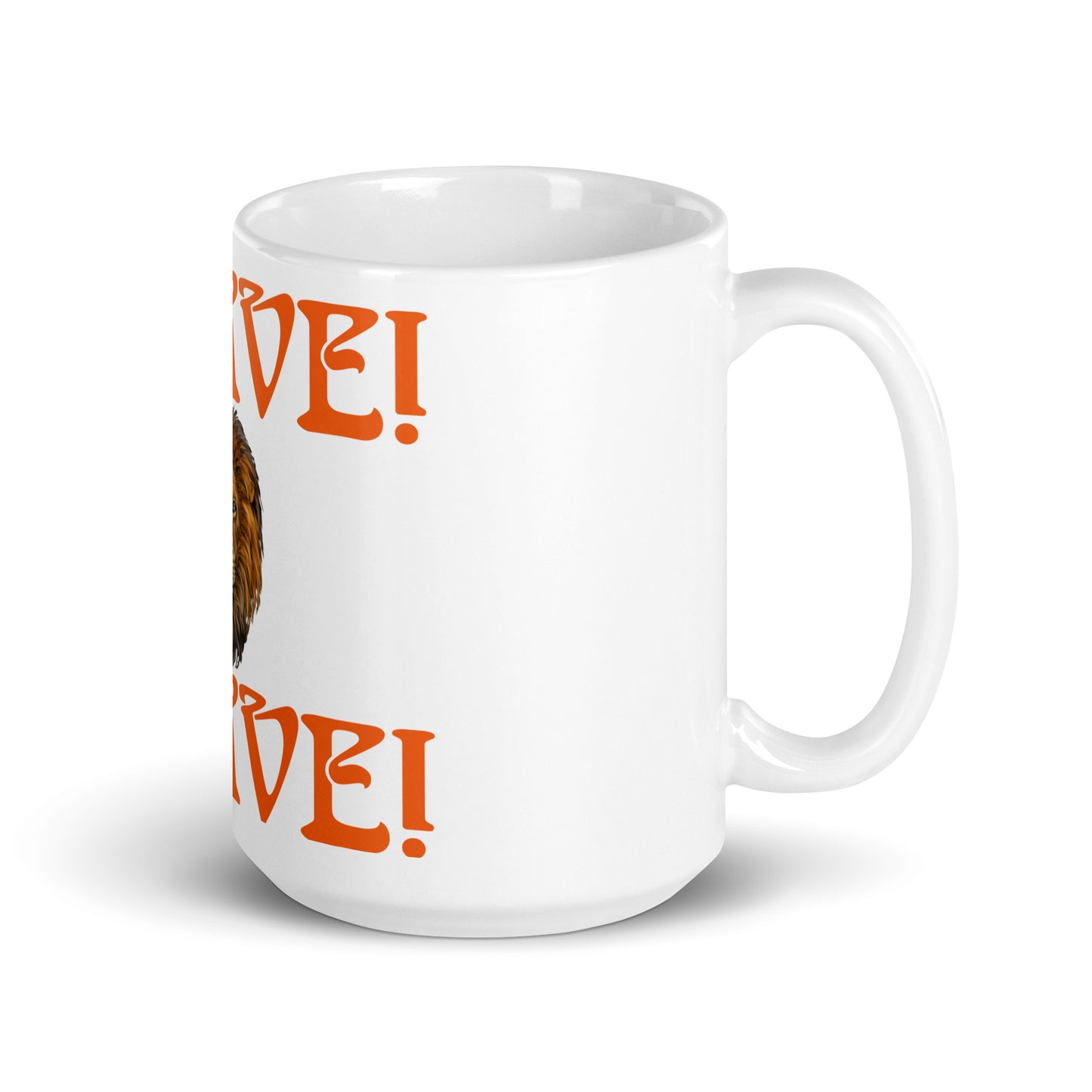 “BRAVE”White Glossy Mug W/Orange Font