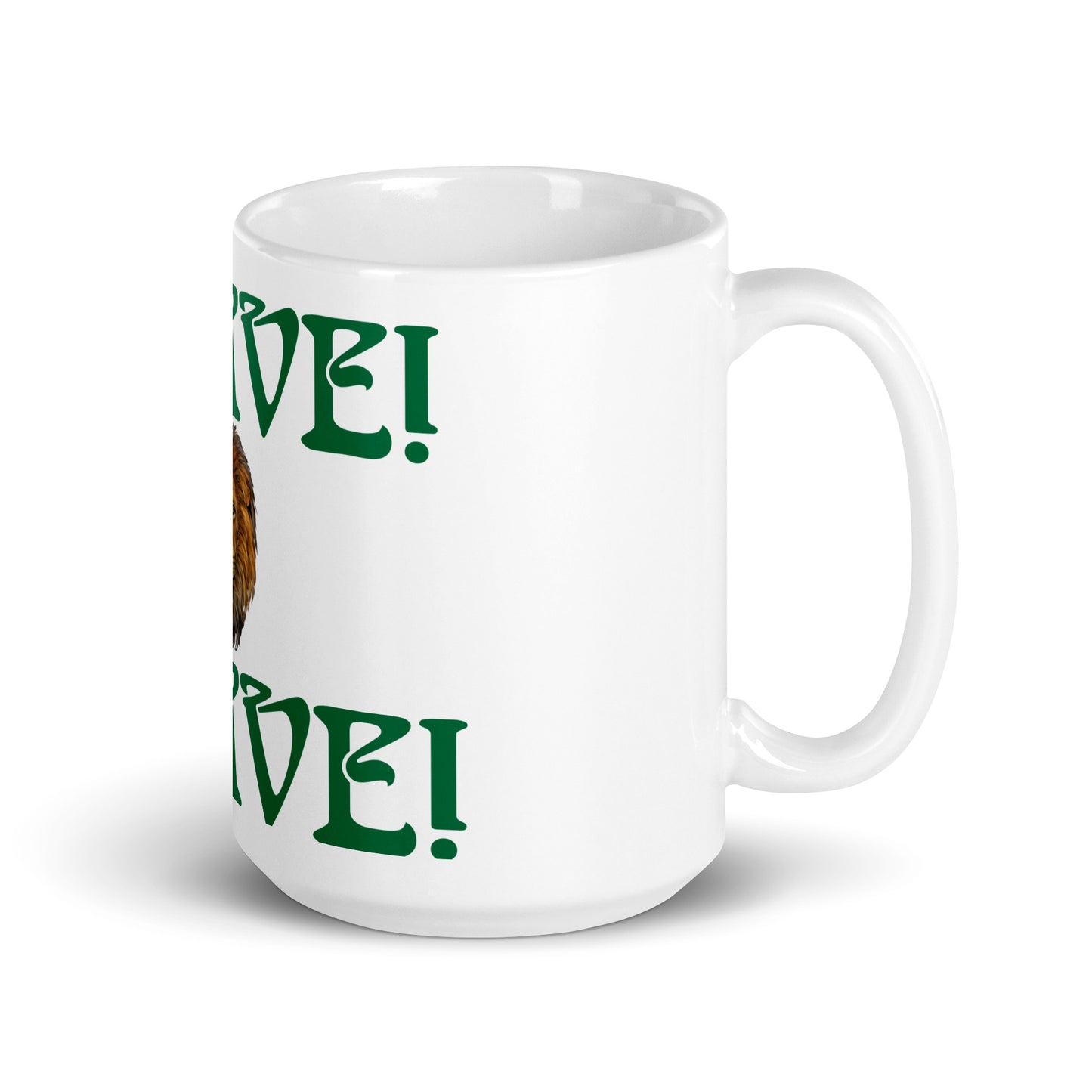 “BRAVE”White Glossy Mug W/Green Font