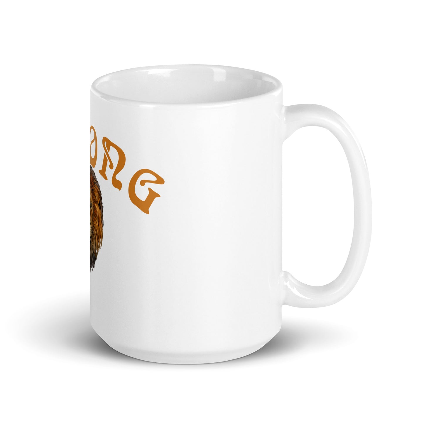 “STRONG”White Glossy Mug W/Arch Bronze Font
