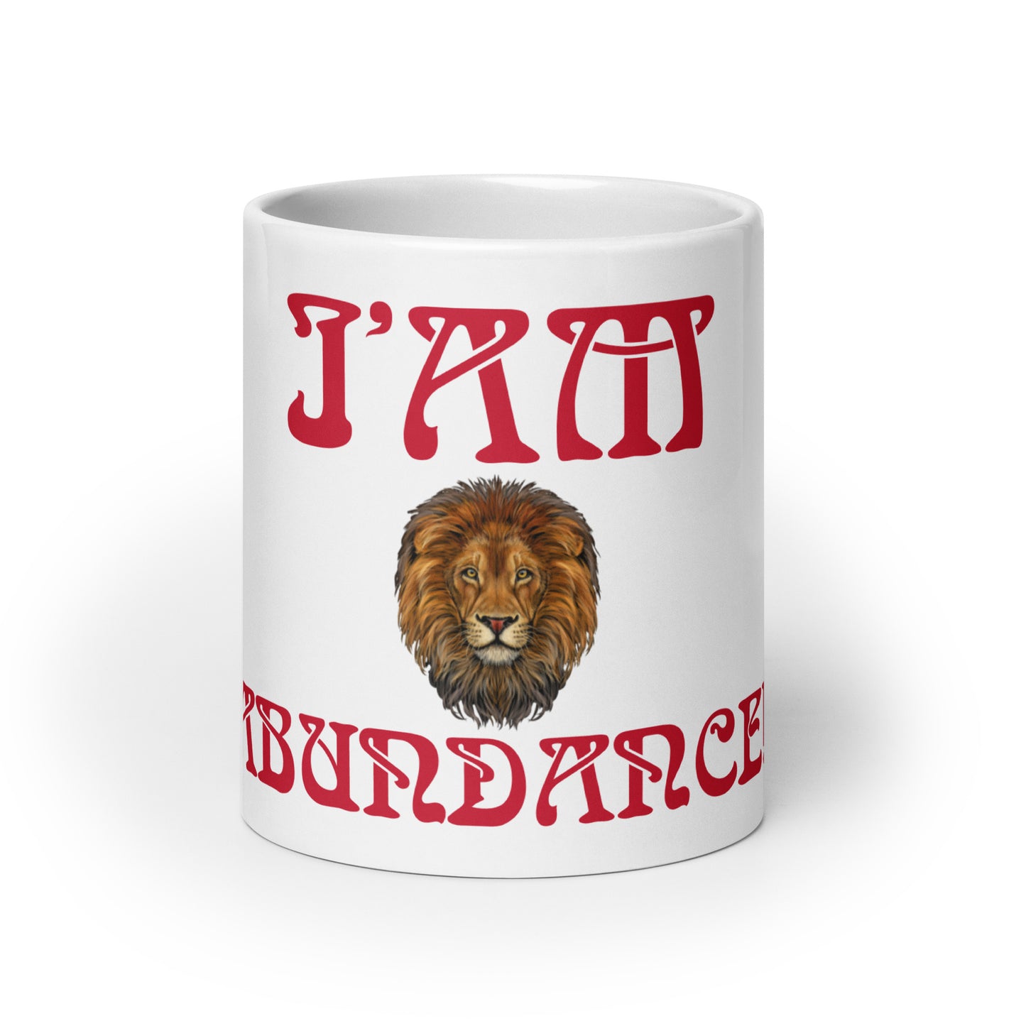 “IAM ABUNDANCE!”White Glossy Mug W/Red Font