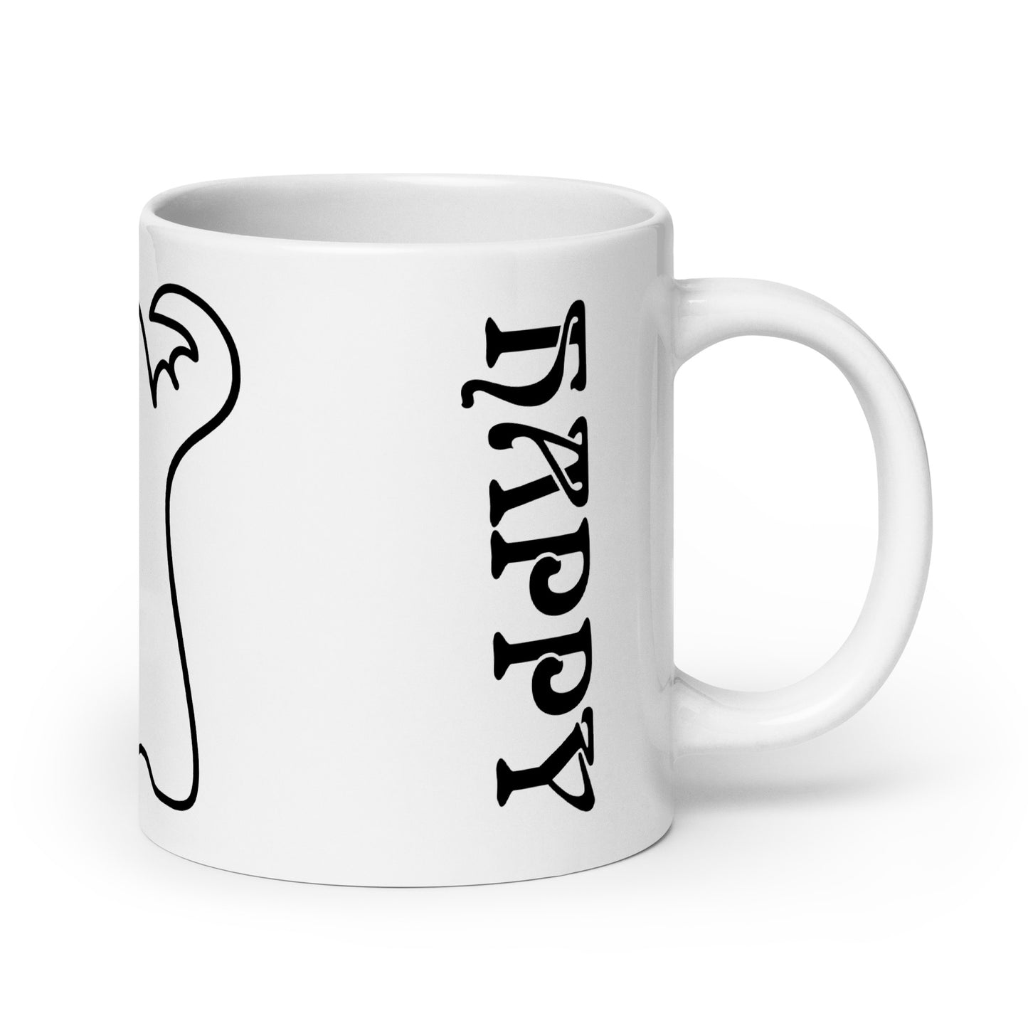 “HAPPY HALLOWEEN BLACK GHOST!White Glossy Mug W/Black Font