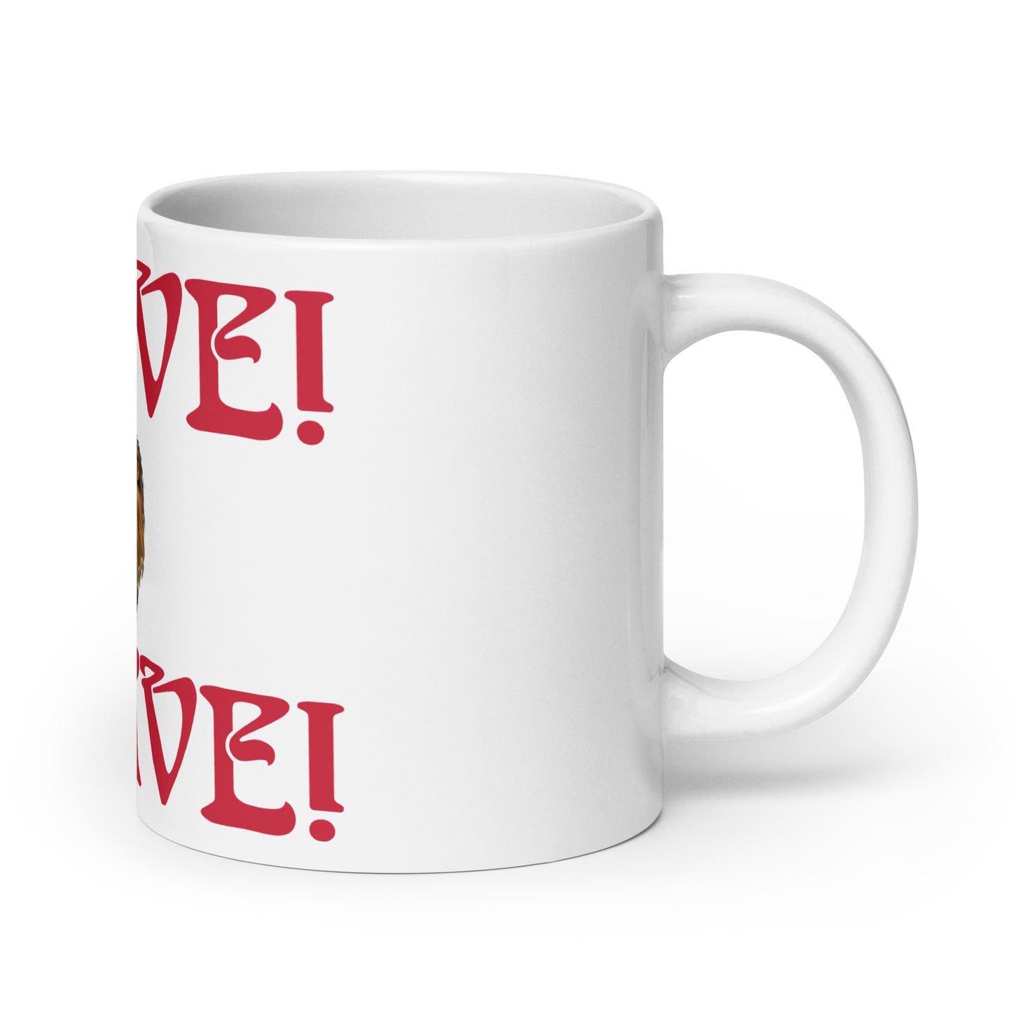 “BRAVE”White Glossy Mug W/Red Font