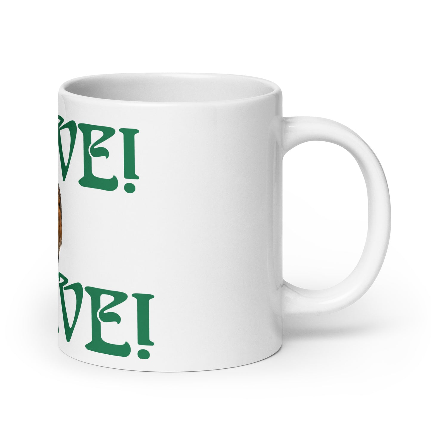 “BRAVE”White Glossy Mug W/Green Font