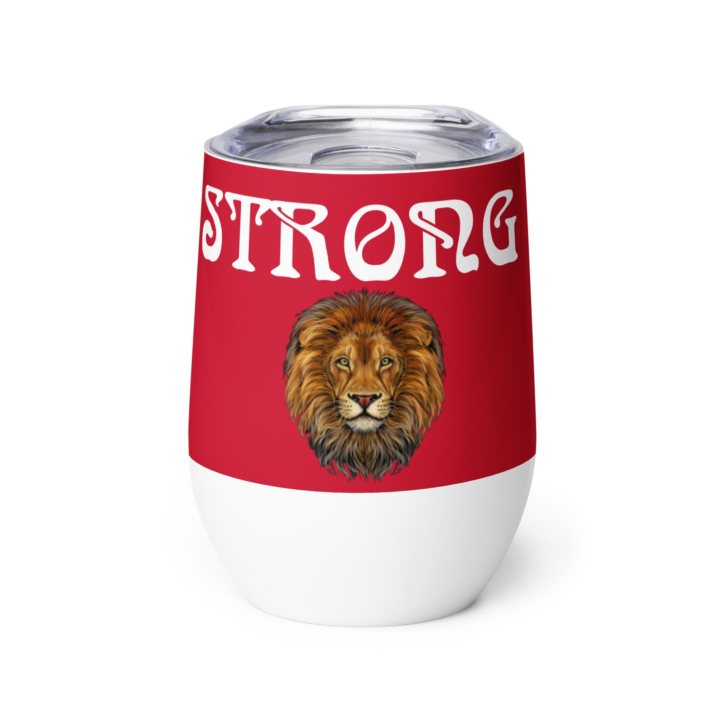 “STRONG”Red Wine Tumbler W/White Font