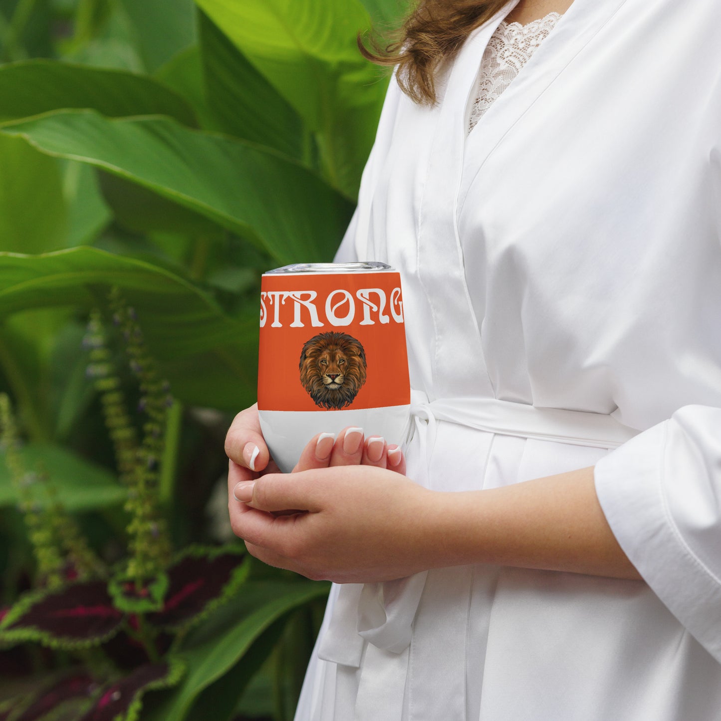 “STRONG”Orange Wine Tumbler W/White Font