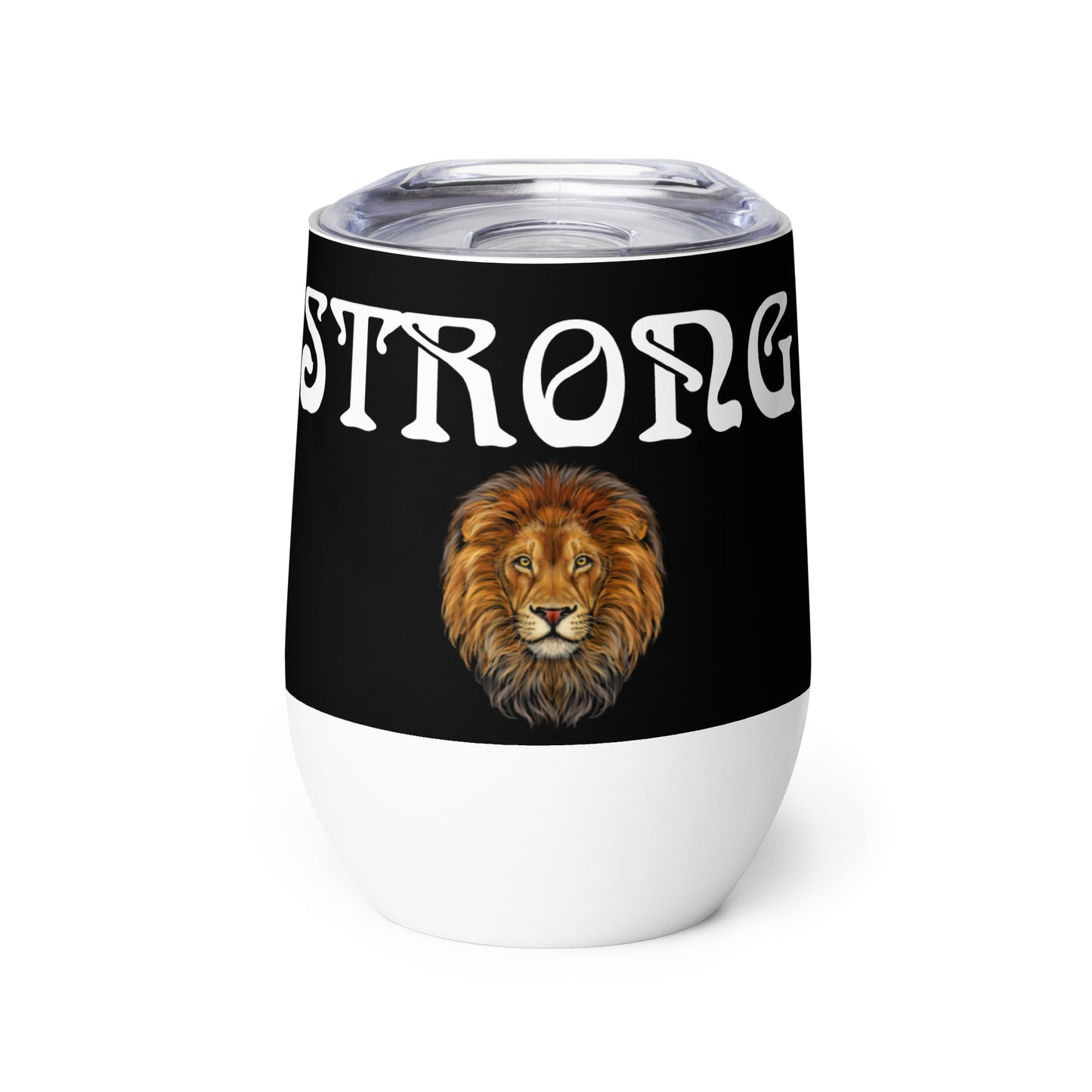 “STRONG”Black Wine Tumbler W/White Font