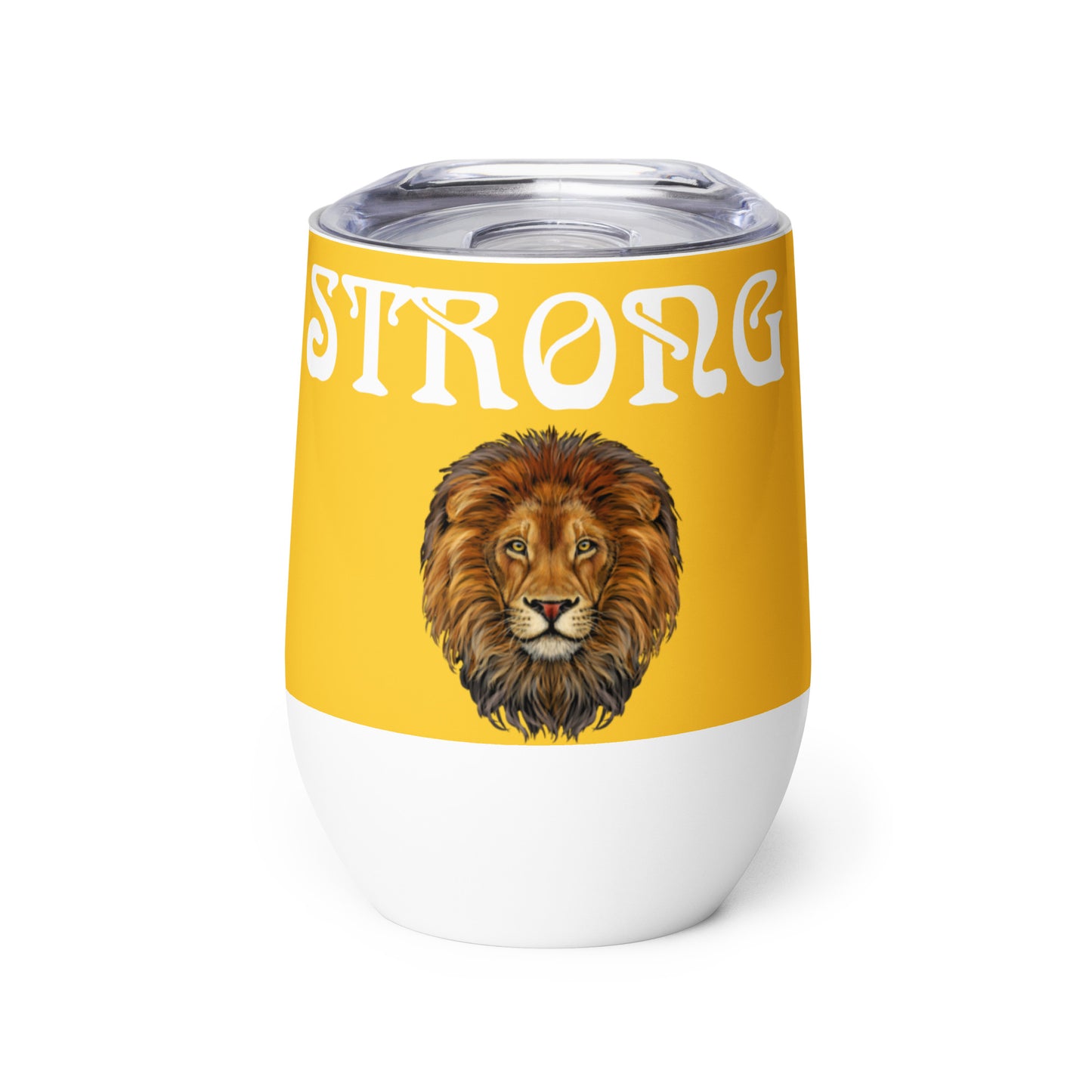 “STRONG”Yellow Wine Tumbler W/White Font