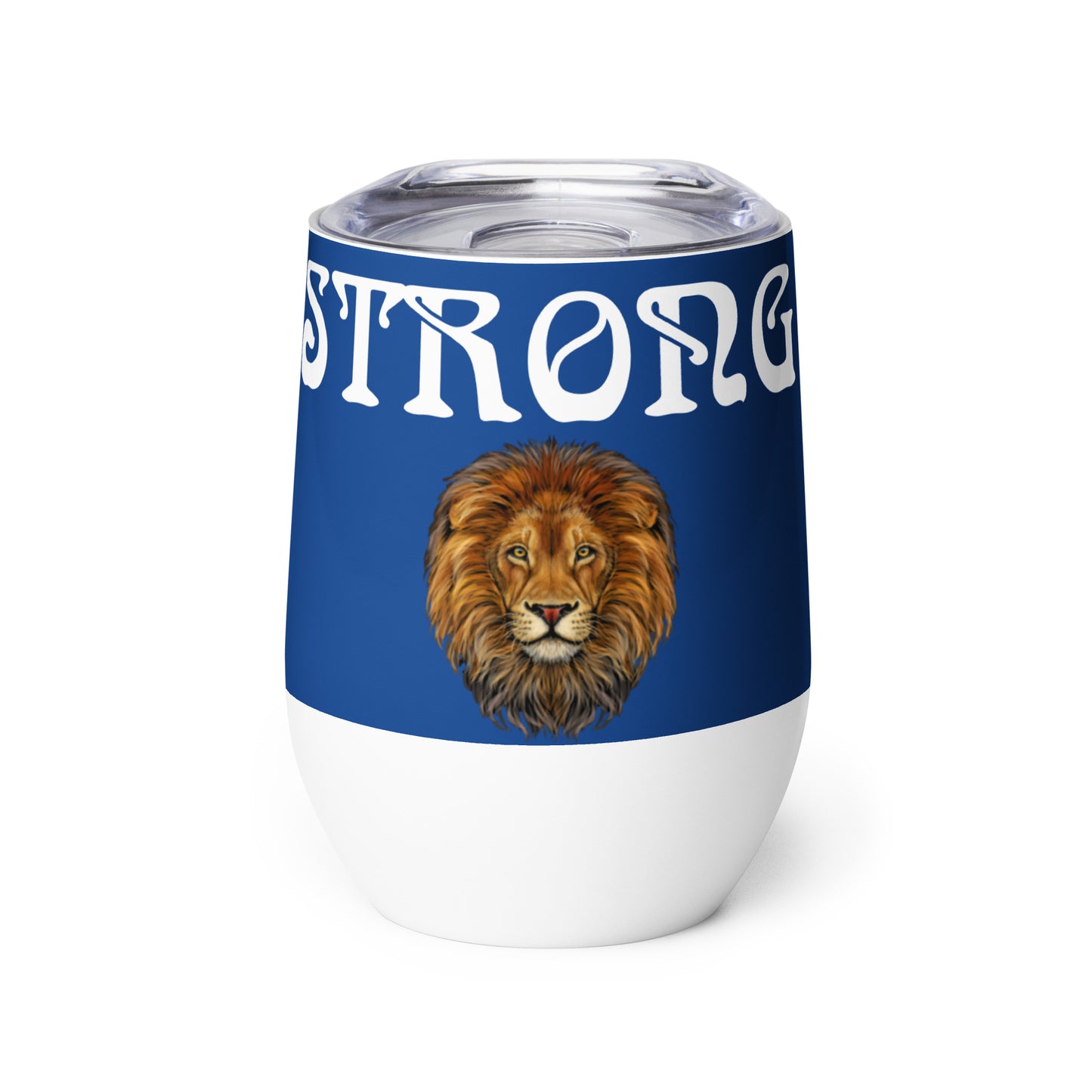 “STRONG”Blue Wine Tumbler W/White Font