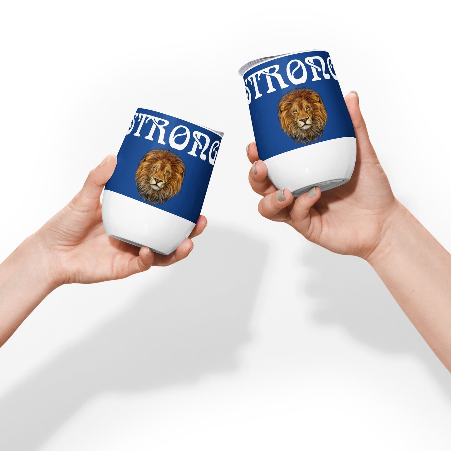 “STRONG”Blue Wine Tumbler W/White Font