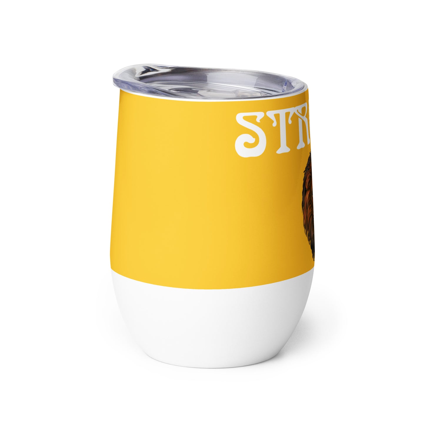 “STRONG”Yellow Wine Tumbler W/White Font