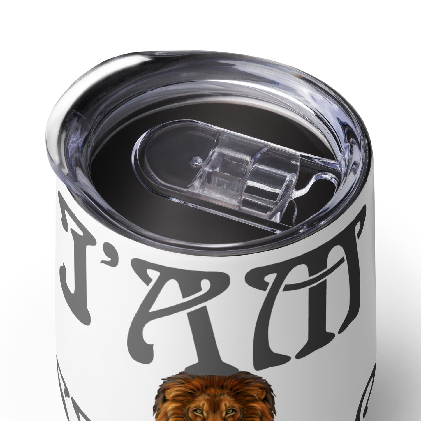 “I’AM STRONG!” White Wine Tumbler W/Grey Font