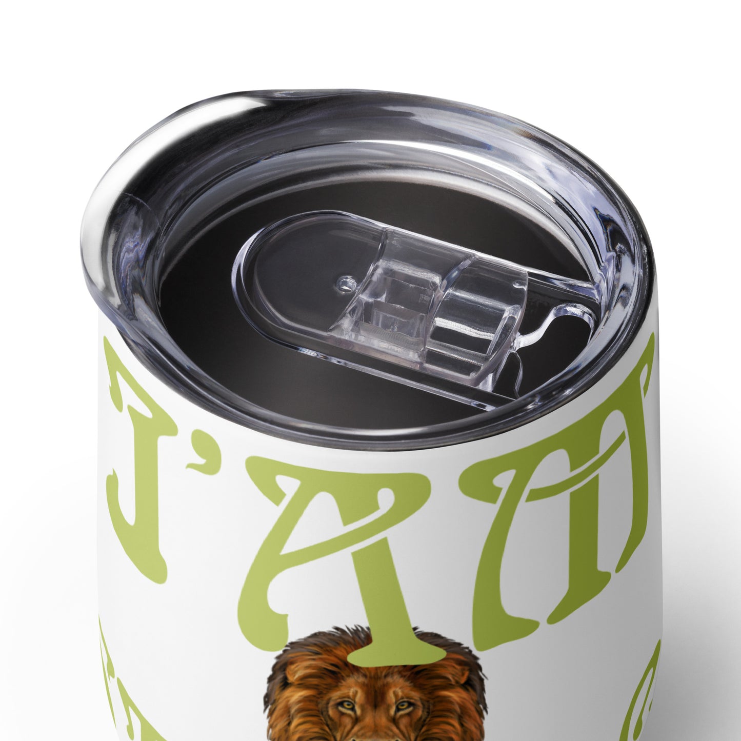 “I’AM STRONG!” White Wine Tumbler W/White Willow Font