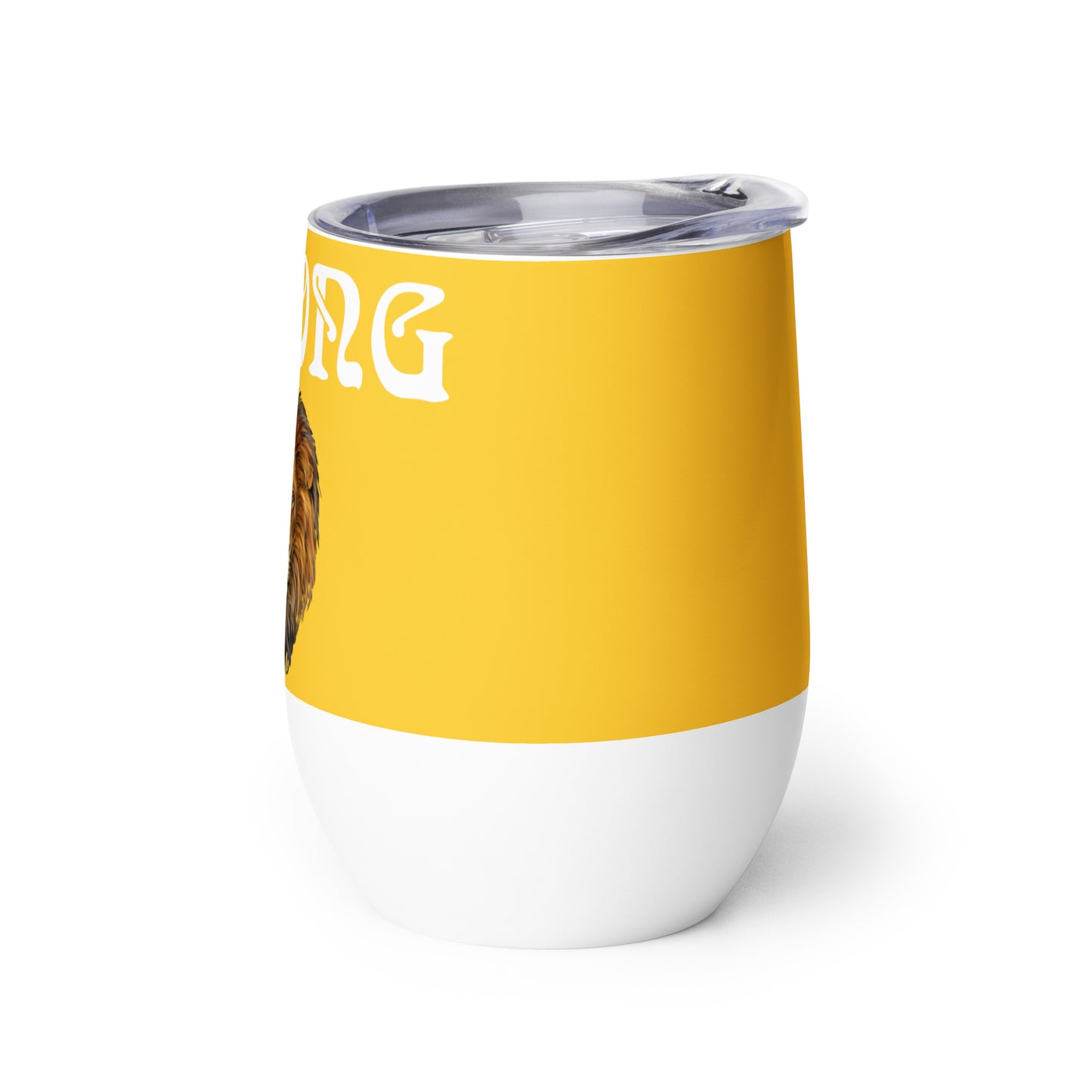 “STRONG”Yellow Wine Tumbler W/White Font