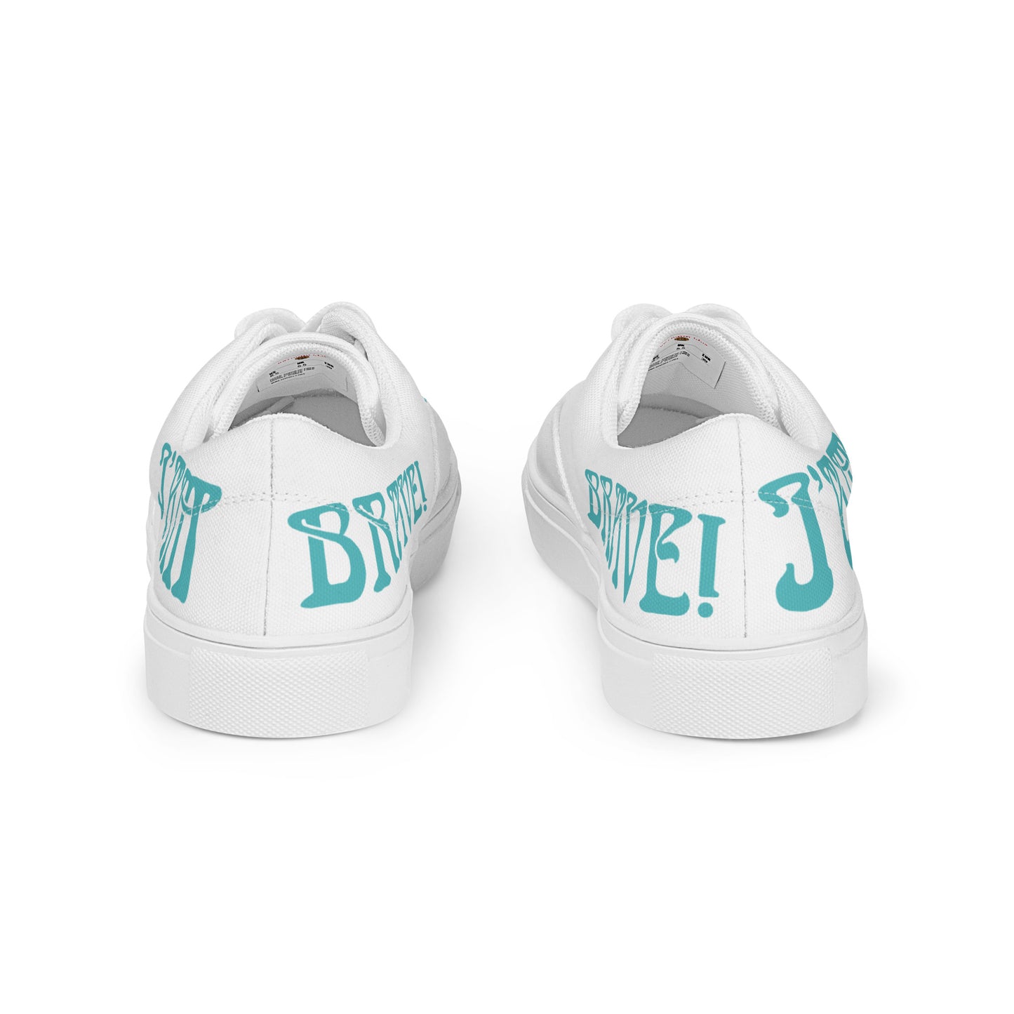 “I’AM BRAVE!”White Women’s Lace-Up Canvas Shoes W/Viking Font