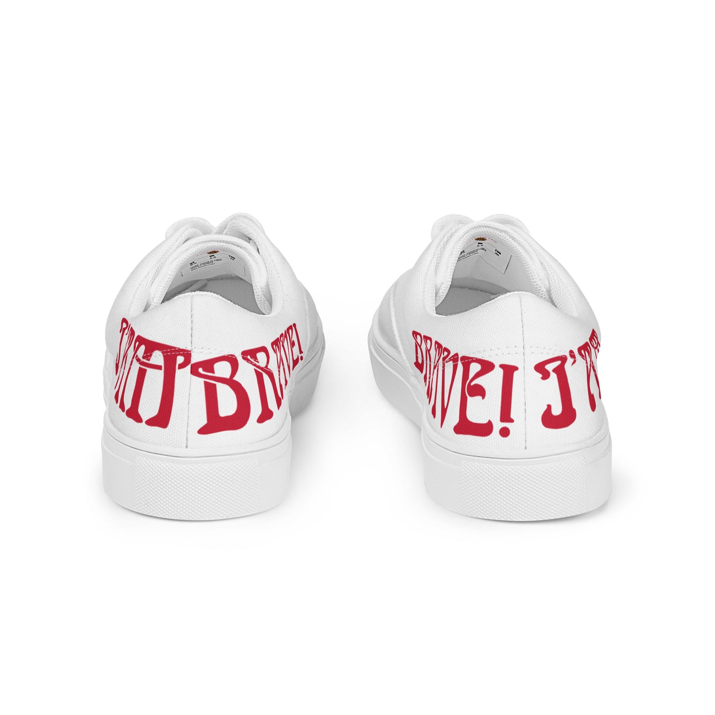 “I’AM BRAVE!”White Women’s Lace-Up Canvas Shoes W/Red Font
